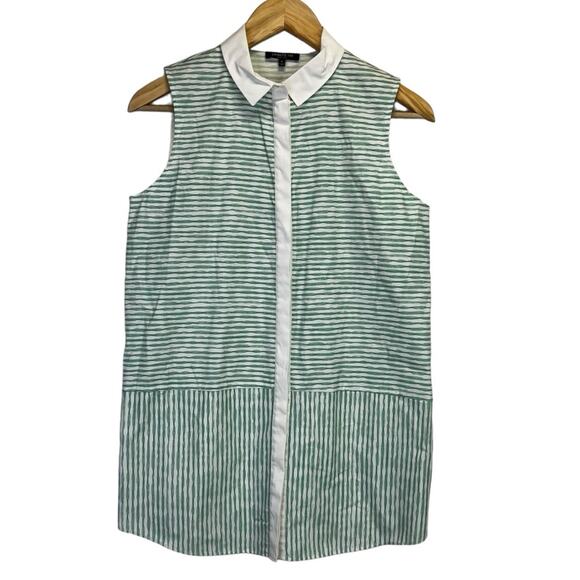 Lafayette 148 New York Striped top green white - S - Picture 1 of 10